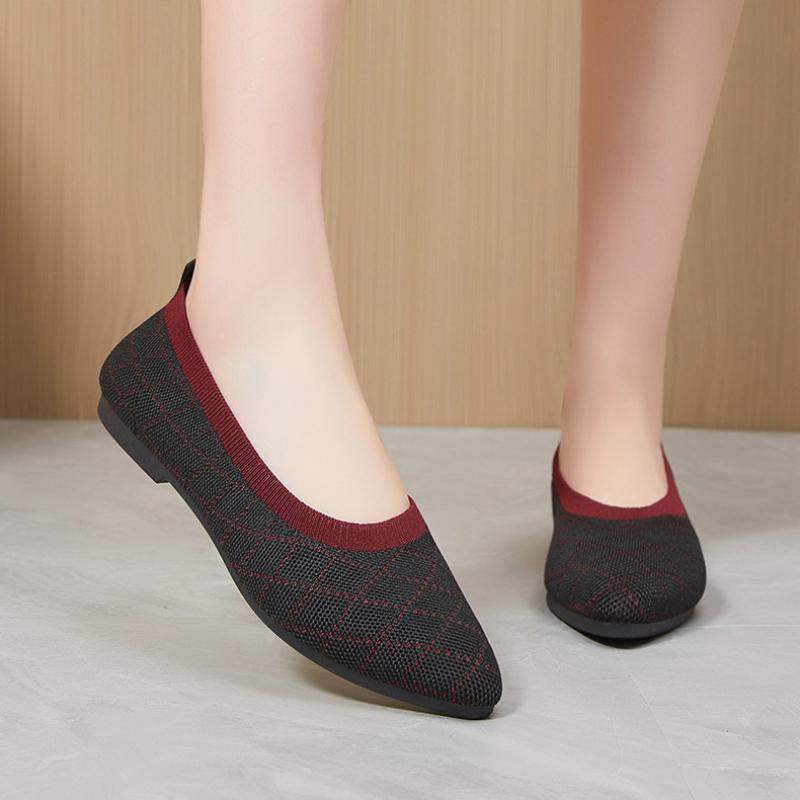 Modische Schuhe Damen 2024 Sommer Neu Modisches Stoffobermaterial Farbblock One Step Mehrfarbig Leichte Öffnung Schuhe Flacher Boden