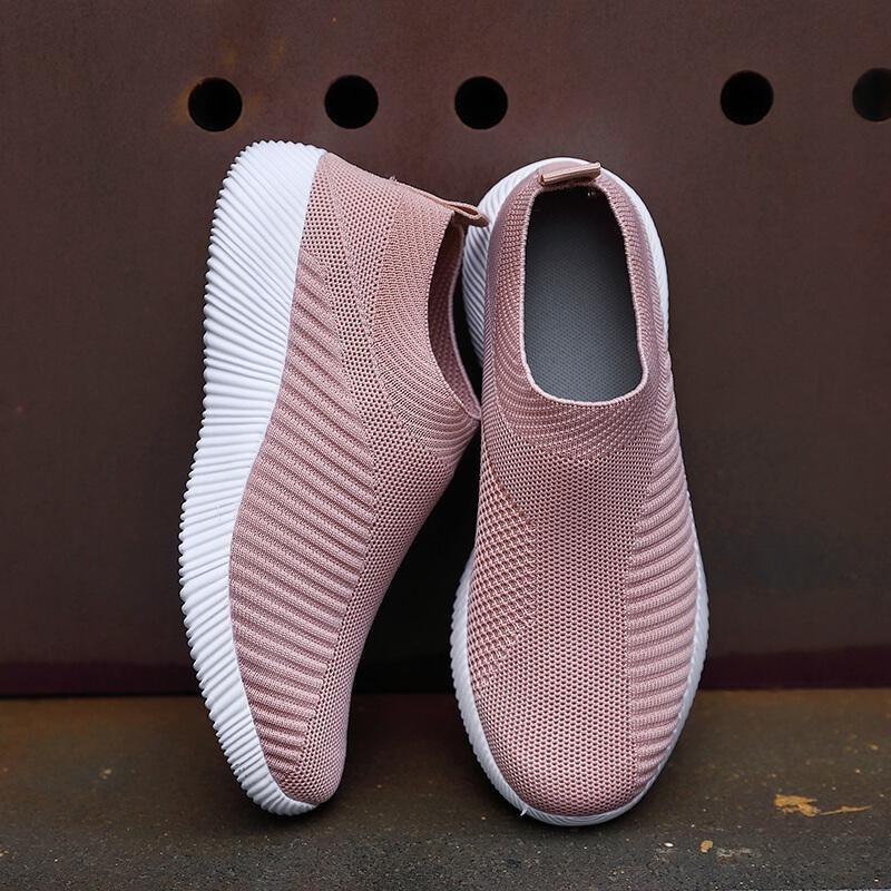 Women Sneakers Vulcanized Shoes Sock Sneakers Women Summer Slip On Flat Shoes Women Plus Size Loafers Walking Flat