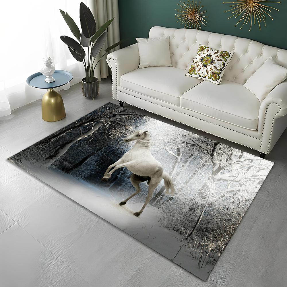 3D Animal Pentium Gallant Horse Steed Carpet Rug for Home Living Room Bedroom Sofa Doormat Decor,kid Area Rug Non-slip Floor Mat