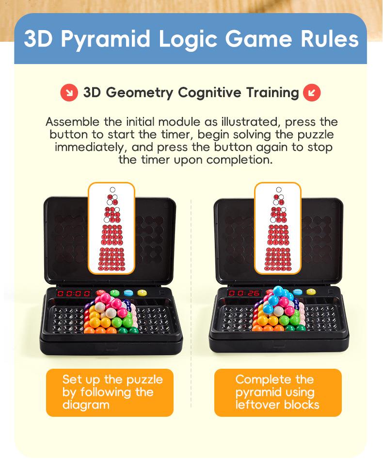 Bunte Perlen Logisches Denken Pädagogisches Puzzle-Spiel für Kinder - Magische Pyramide Jigsaw