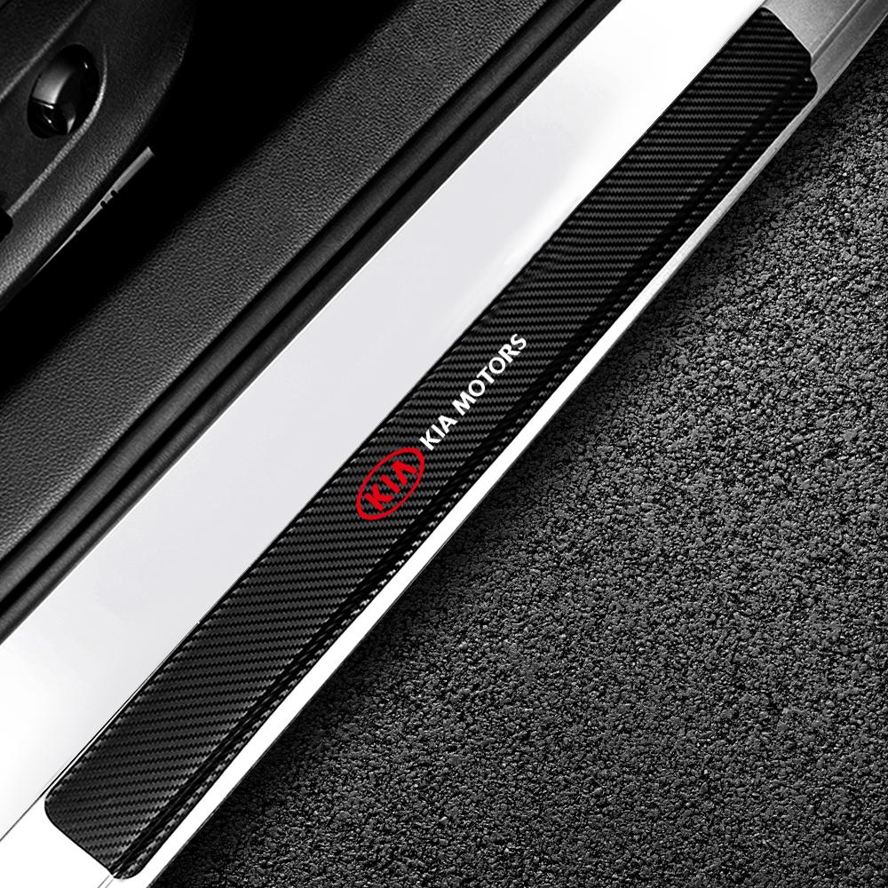 AANT1 4Pcs Carbon FiberCar Door Threshold Sticker Decal For KIA Sorento Optima Carnival K6 Sportage 3 4 Picanto KX1 RIO pv5 ev6 ev5 K3