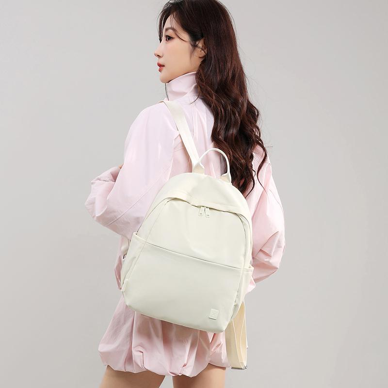Solid Color Backpack Women's Large Capacity Nylon Bag Student Schoolbag