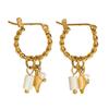 18K Gold Plated Stainless Steel Hoop Earrings for Women Natural Stone Pink Cute Charms Waterproof Jewelry