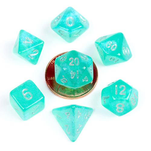 MDG Acrylic 10mm Poly Dice Set Stardust (Turquoise)