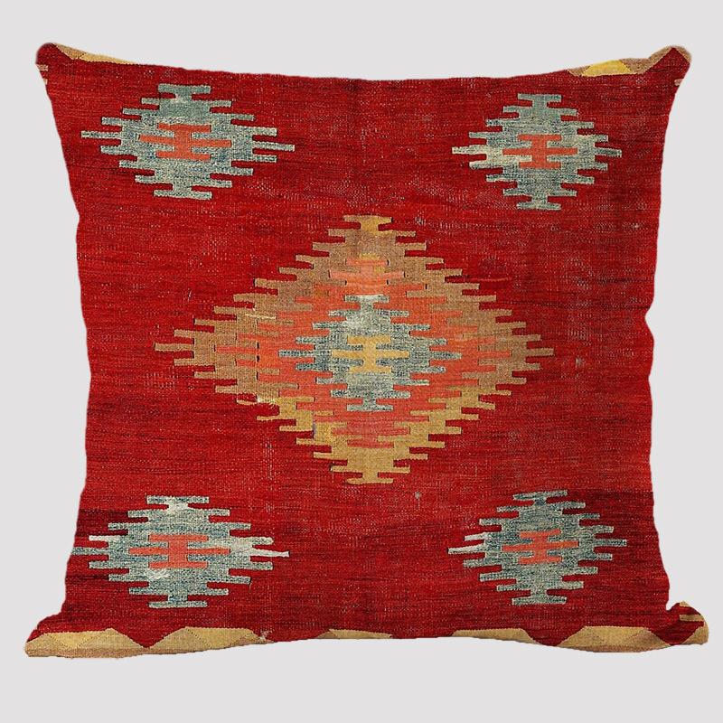 Cuscini in Lino con Fantasie Bohémien Multicolori Stampa Geometrica Etnica Astratta Federe per Cuscini Decorativi Cuscino per Divano del Soggiorno