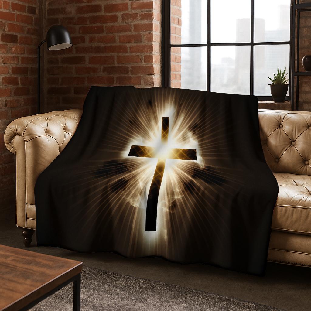 Christianity Pray Bible Cross Jesus Flannel Blanket Soft Warm Blanket for Bedroom Room Living Room Office Travel Camping Picnic
