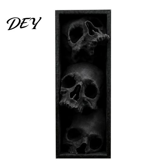 Atmospheric Props for Party 3Pcs Halloween 3 Tier Skull Bookends, Gothic Resin Bookshelf Decor Office, Spooky Office Desk Decorations Skeleton