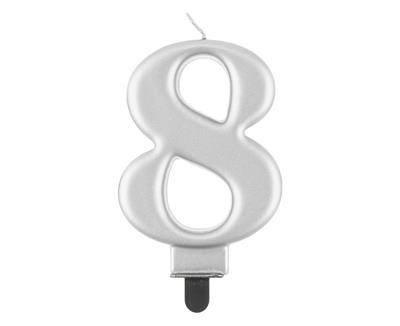 Number 8 Candle, Metallic 8