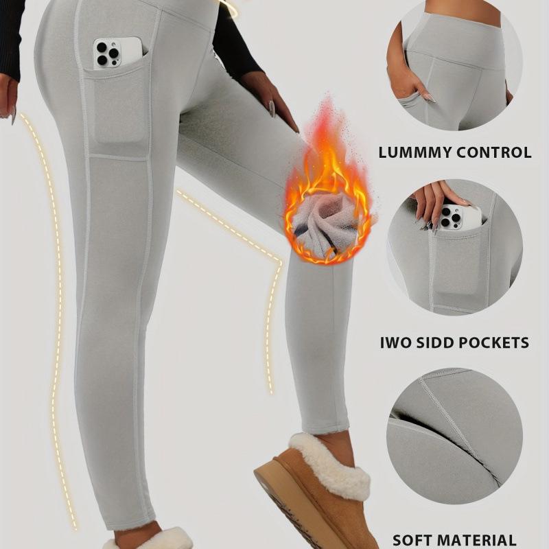 2025 Women s Double-Sided Lined Fleece Yoga Leggings S