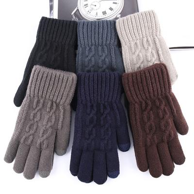 1 Pair Unisex Winter Gloves Five Finger Thick Heat Retention Touch Screen Anti-slip
