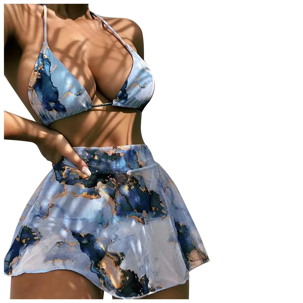 Costume da bagno da donna con stampa tie-dye, reggiseno push-up imbottito sexy da spiaggia, costume da bagno