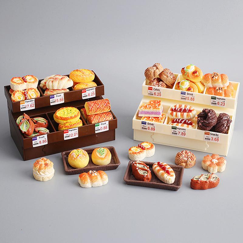 Puppenhaus Miniatur Mini Lebensmittel Ausstellungsständer Kuchen Brot Dessert Schrank Kanto Kochspeisekammer Möbel Modell Szene Requisiten
