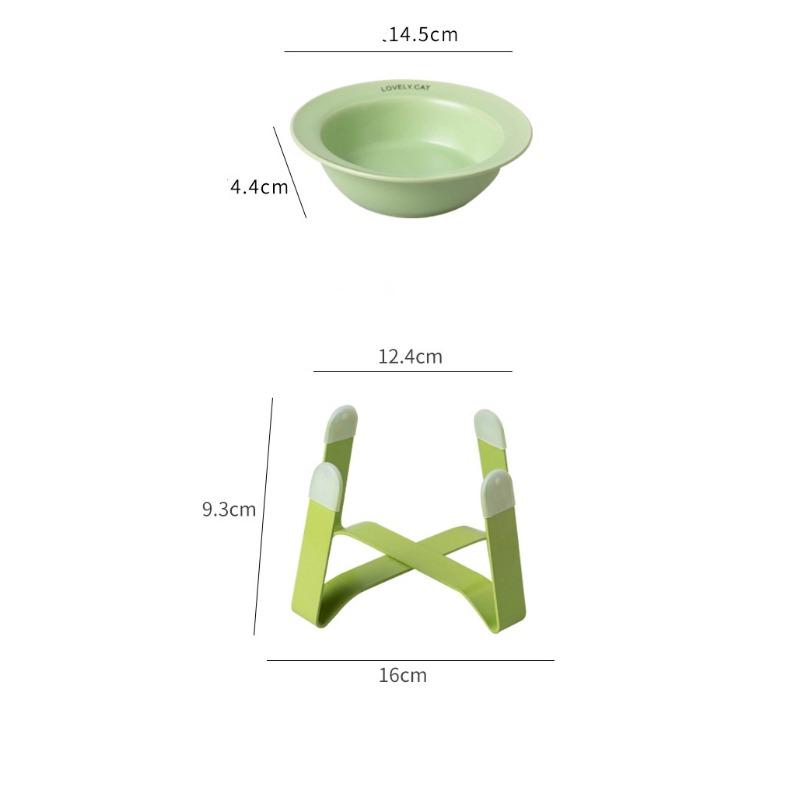 Household Products Ceramic Pet Bowl Iron Frame Neck Protection Ufo Canned Water Bowl High Shallow Mouth Universal Pet Feeding