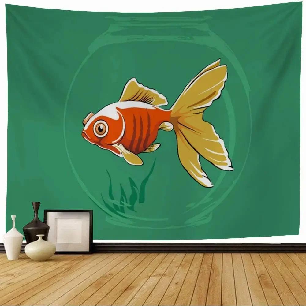 Goldfisch Wandteppich Büro Wohnzimmer Dekoration Zuhause Wandteppich