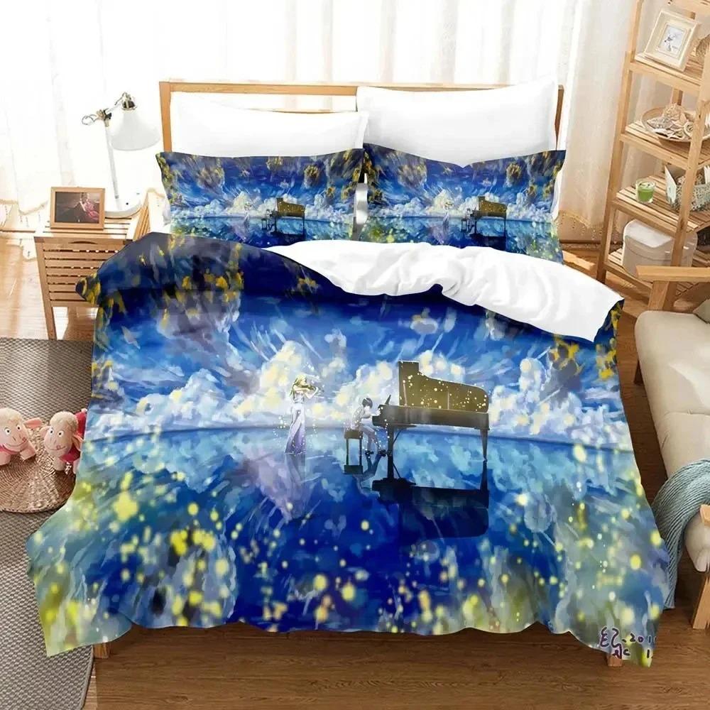 Cozy SkinFriendly Twin Queen Anime Your Lie in April Boys Girls Size Bed Kids Adult Fashion Home Textileextile Quilt