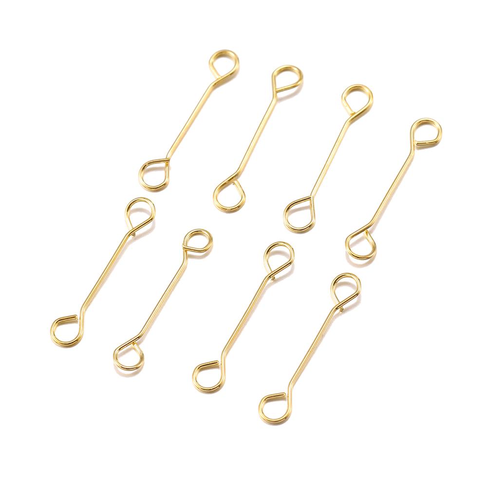 50pcs/lot 15 20 25 30 45mm Double Eye Pin Earrings Ear Connecting Rod For DIY Jewelry Pins Making Handcraft Supplies