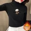 Women's Velvet Semi-High Neck Thickened Base Layer Top for Autumn and Winter