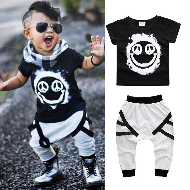 Spring & Summer INS Style Baby & Kids Short Sleeve Printed T-Shirt and Pants Set