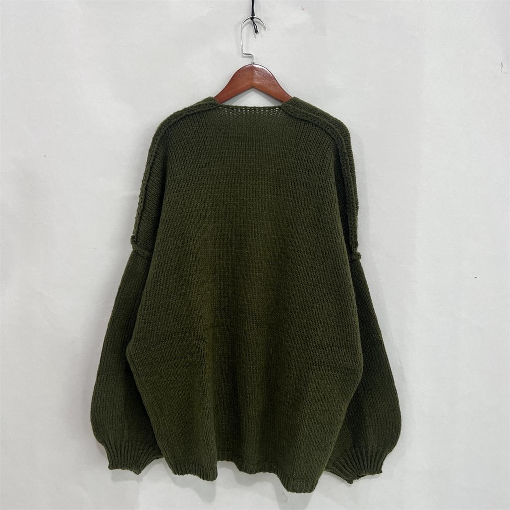 Autumn Winter New Casual Knitted Sweater Cardigan Jacket Loose Long Sleeve Solid Color Mid-length Sweater Women Cardigan Jacket