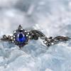 2Pcs/Set Fashion Black Gold Color Blue Rhinestone Zircon Rings For Women Full Crystal Rings Wedding Engagement Jewelry Gifts