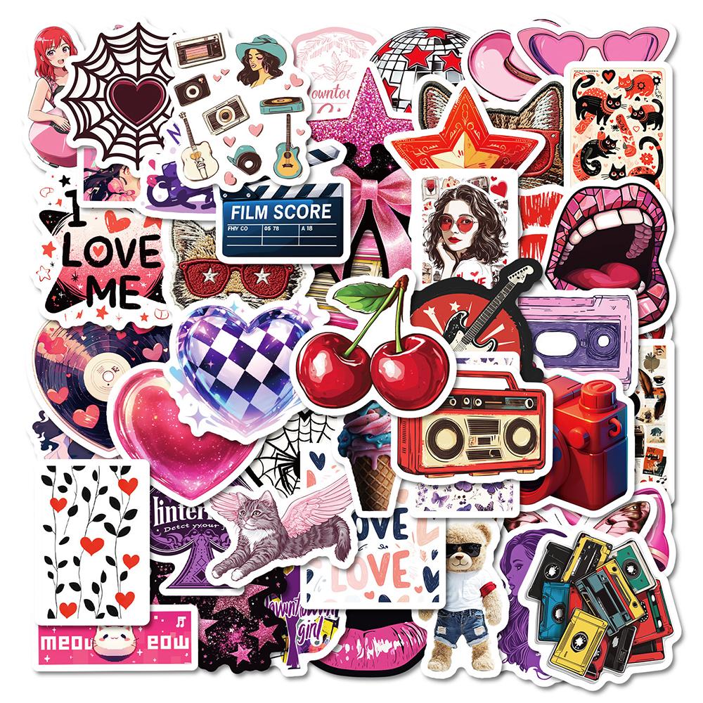 10/30/50pcs Y2K Red Lip Series Stickers Love Kawaii Aesthetic Graffiti Decals DIY Scrapbook Fridge Suitcase Cool Cartoon Sticker