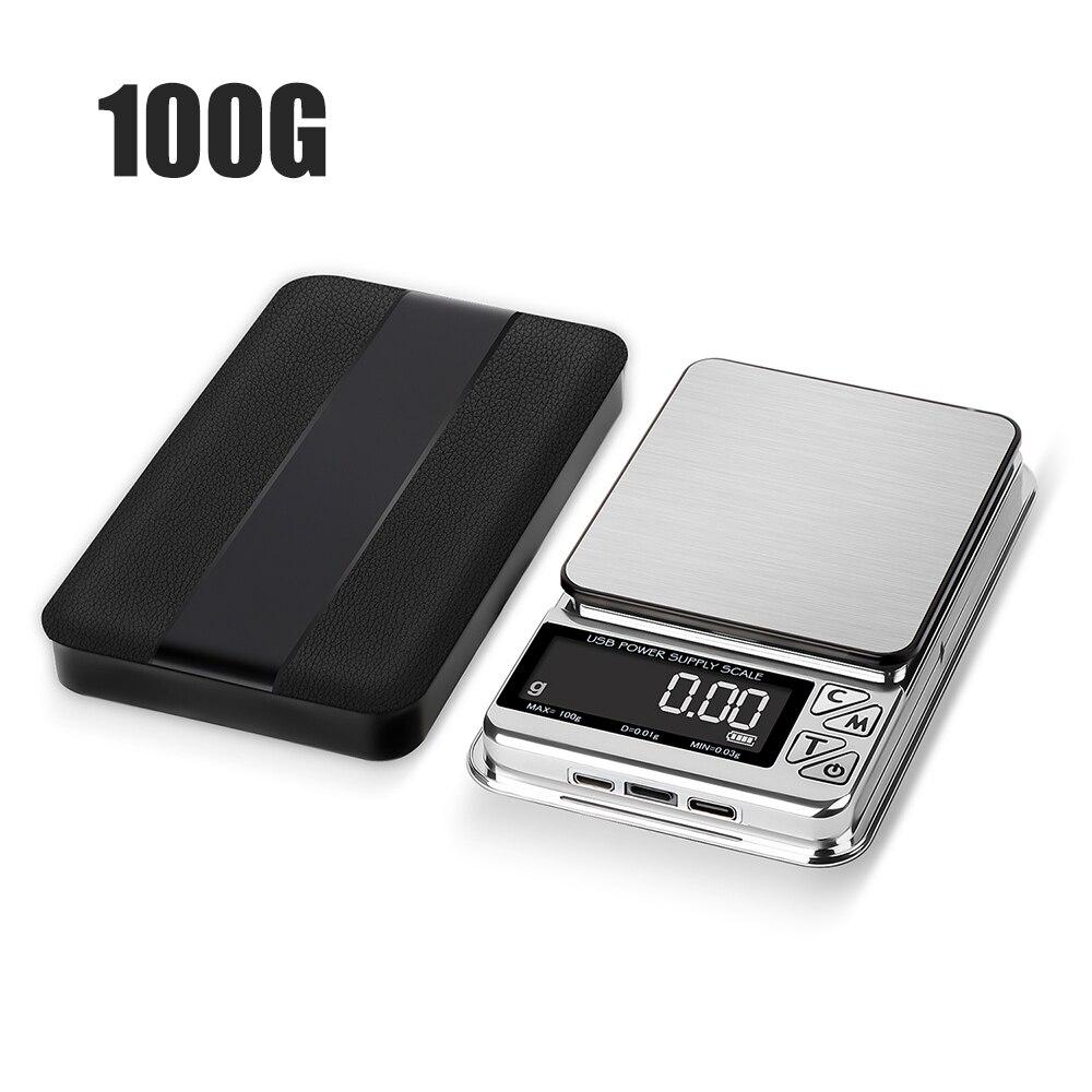 

Высокоточные электронные весы 500 г/100 г Цифровые ЖК-дисплей Счет Зарядка через USB Нержавеющие Карманные Кухонные весы