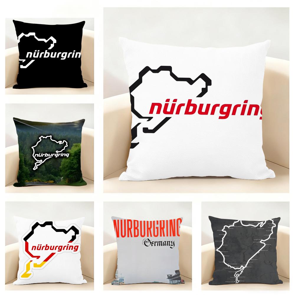 NNurburgringS Sport Car Cushion Cover Linen Pillowcase Soft for Sofa Bed Home Room Decor