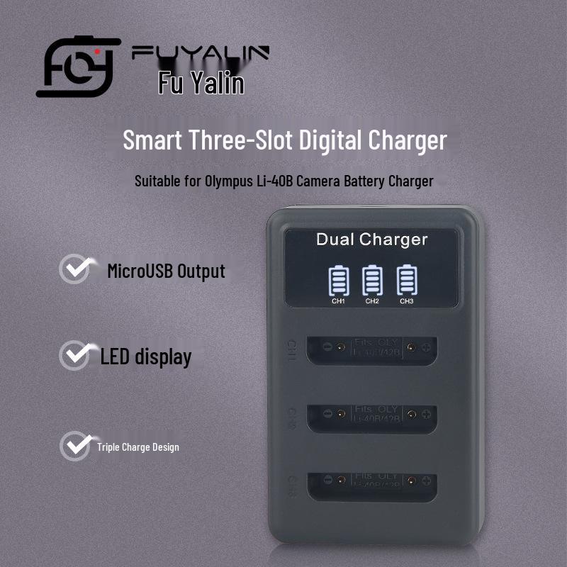 Тройное USB-зарядное устройство для аккумуляторов камер Olympus LI-42B, LI42B, 40B, ENEL10, FUNP45 LED3-40B