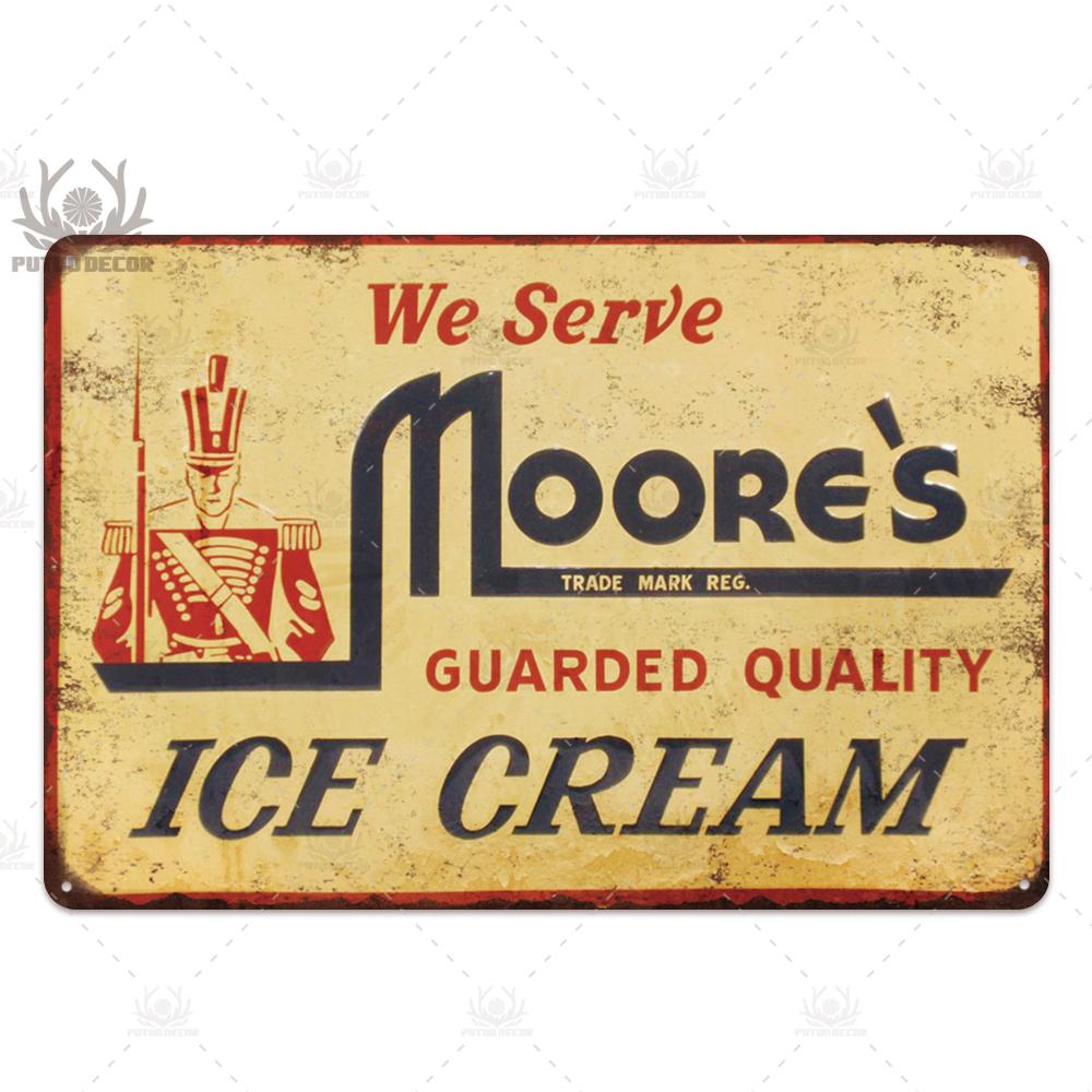 Putuo Decor Ice Cream Tin Sign Plaque Metal Plate Vintage Ice Lolly Retro Wall Art Poster for Dessert Shop Iron Painting