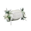 Western Wedding Flowers Basket Small Rattans Woven Basket with Handle for Bride X3UC