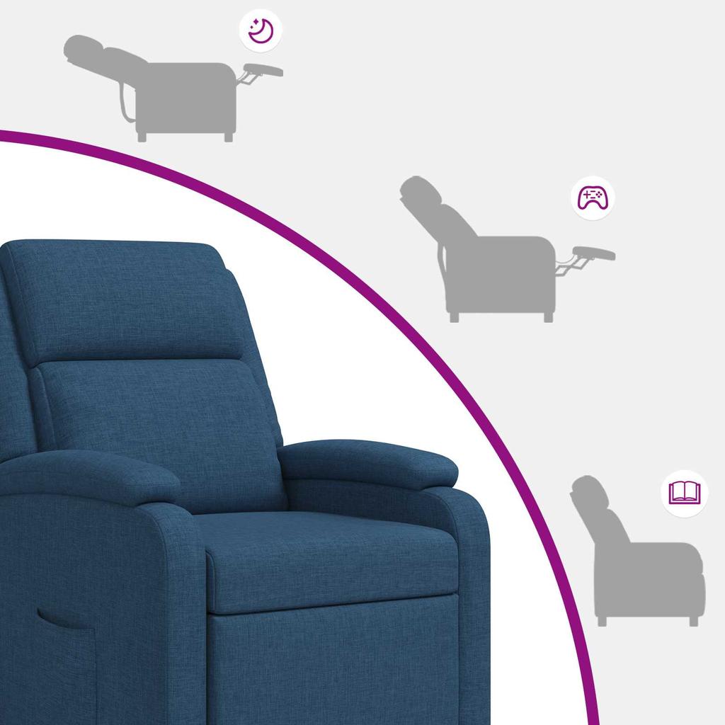 Massage Recliner Blue Fabric