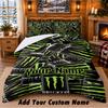 Set Biancheria da Letto con Fantasia Monster Energy 3 Pezzi Nome Personalizzato, Lenzuolo e Federe per Camera da Letto di Casa