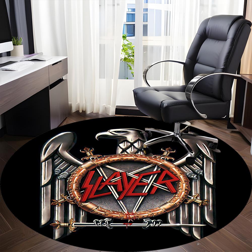 1PC Slayer Band Office Round Area Rug, Indoor Mat Suitable For Office, Under Office Chairs Bedroom Living Room Home Decor, Room Deco110