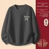 Men's Year of the Horse Red Coral Fleece Hoodie - Autumn/Winter Plus Velvet, Thick Pure Cotton, Loose Round Neck Trendy Top
