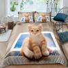 Cute Cat Animal 3D Printed Quilt Cover 100% Polyester Bedding Set Quilt Cover Pillowcase 2/3-Piece Set Kids Gift