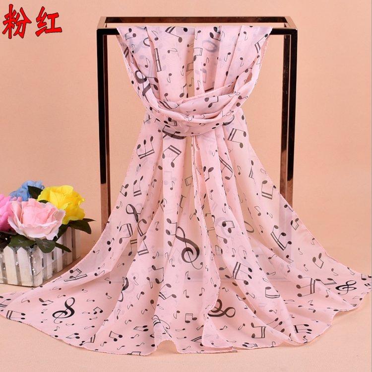 New Fashion Music Symbols Ladies Scarf Printed Chiffon For Ladies Women Girls Scarf Beach