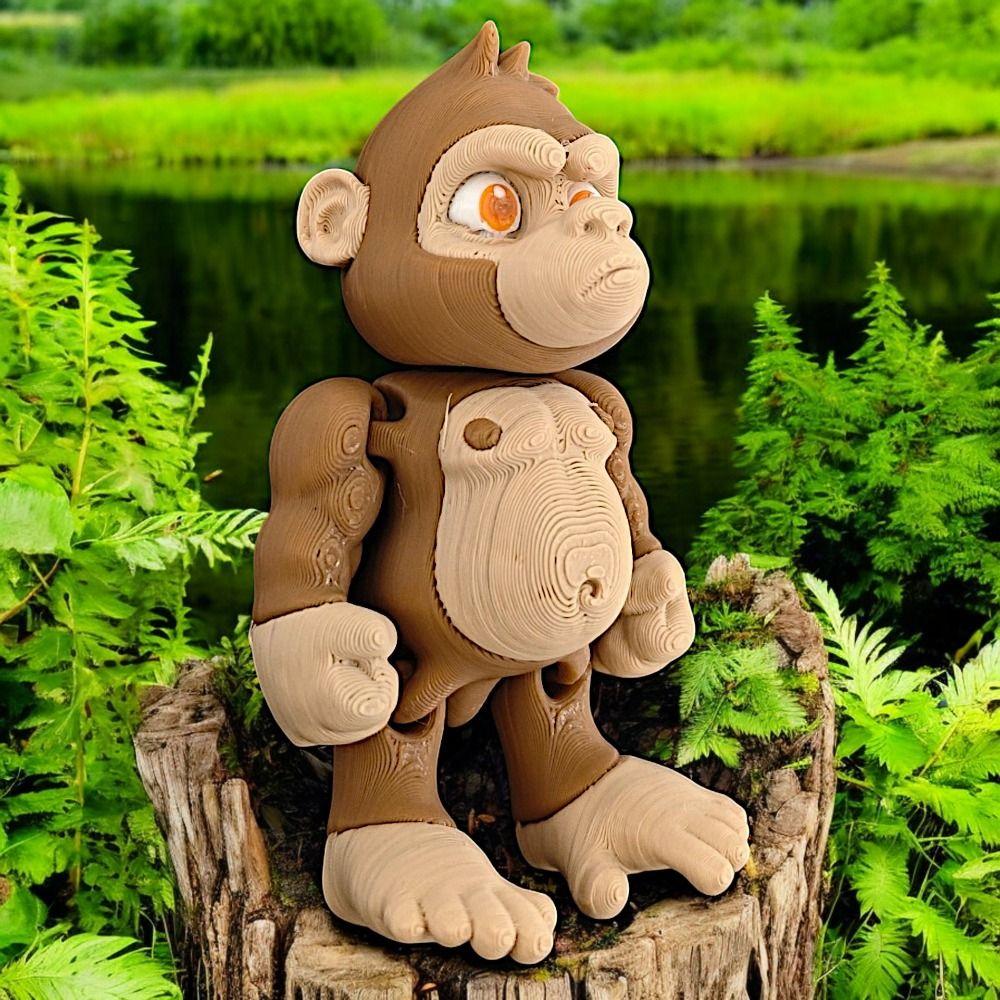Rotatable 3D Printed Monkey Simulated Orangutan 3D Articulated Orangutan Toys  Kid Gift