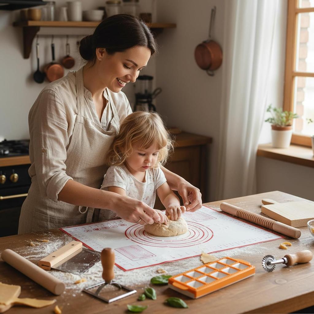 Pastamaker Set 10 Delen, Houten Pastamaker Gereedschap met Deegroller & Plank, Ravioli Stempel en Dumpling Ravioli Vorm Kit voor Italiaanse Pasta, Ravioli