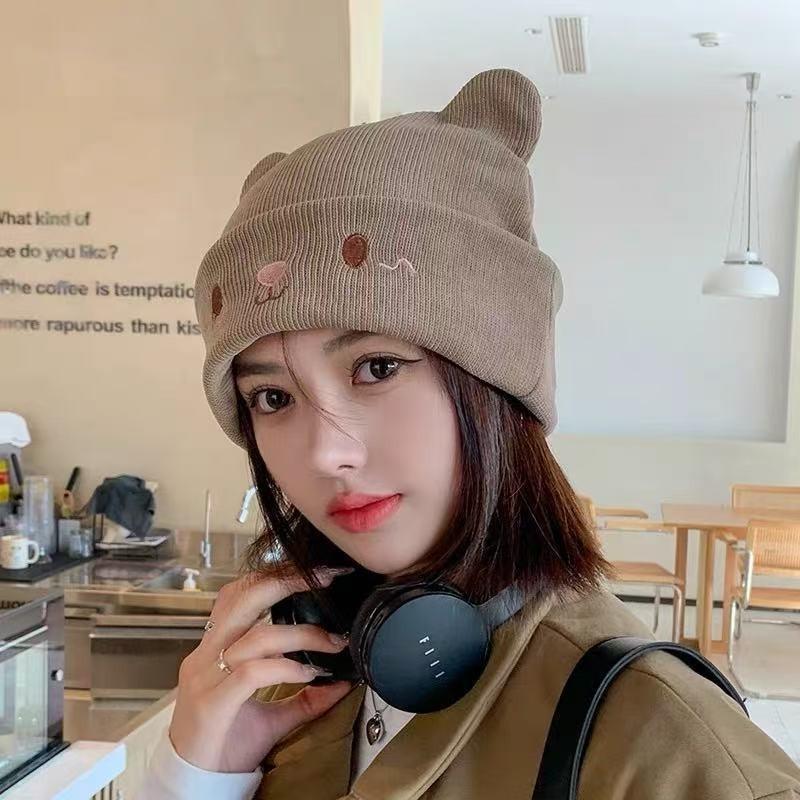 Confinement Hat Postpartum Pregnant Women Autumn and Winter Hat Women's Bag Head Winter Knitted Hat Wool Hat Show Face Little Cute Cold Hat