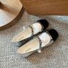 Fashion New Women Flat Shoes with Rhinestone Pearl Buckles Fashionable Mary Jane Versatile and Comfortable Shoes for Women Flat Shoes