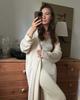 Hot-selling pure cotton knitted hollow tank long dress + long-sleeve cardigan set soft knit cover-up for women
