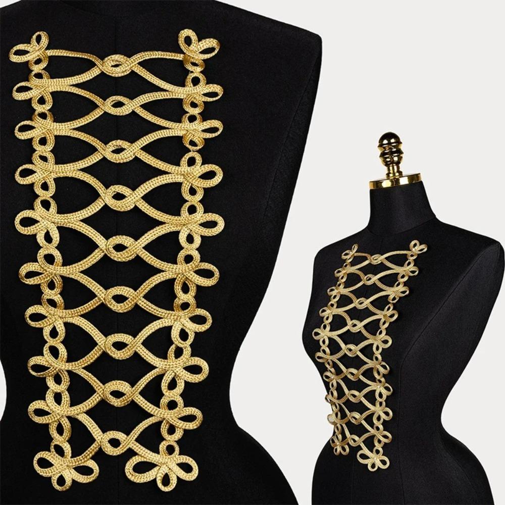 

Fashion Golden Silk Clothes Applique Button Large Size Handmade Clothing Applique Sew On Patches Clothing Decoration золотий