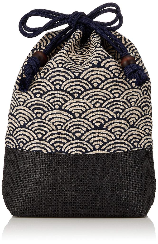 Maruzen Shingen Bag with Seigaiha 20 x 7 x 24 Drawstring Bag Wickerwork, Pattern, cm,