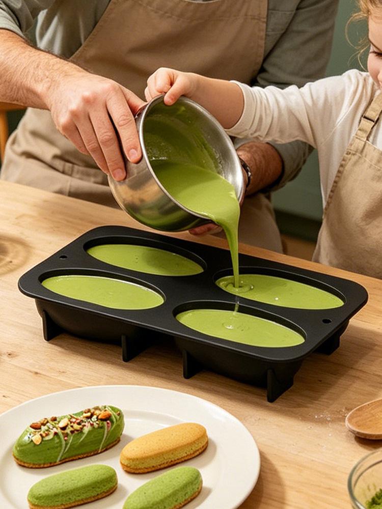 Silicone Baking Mold 4-Cavity Food Grade Nonstick Baking Silicone Molds Muffin Fan for Chocolate Candy Dessert Home Apartment