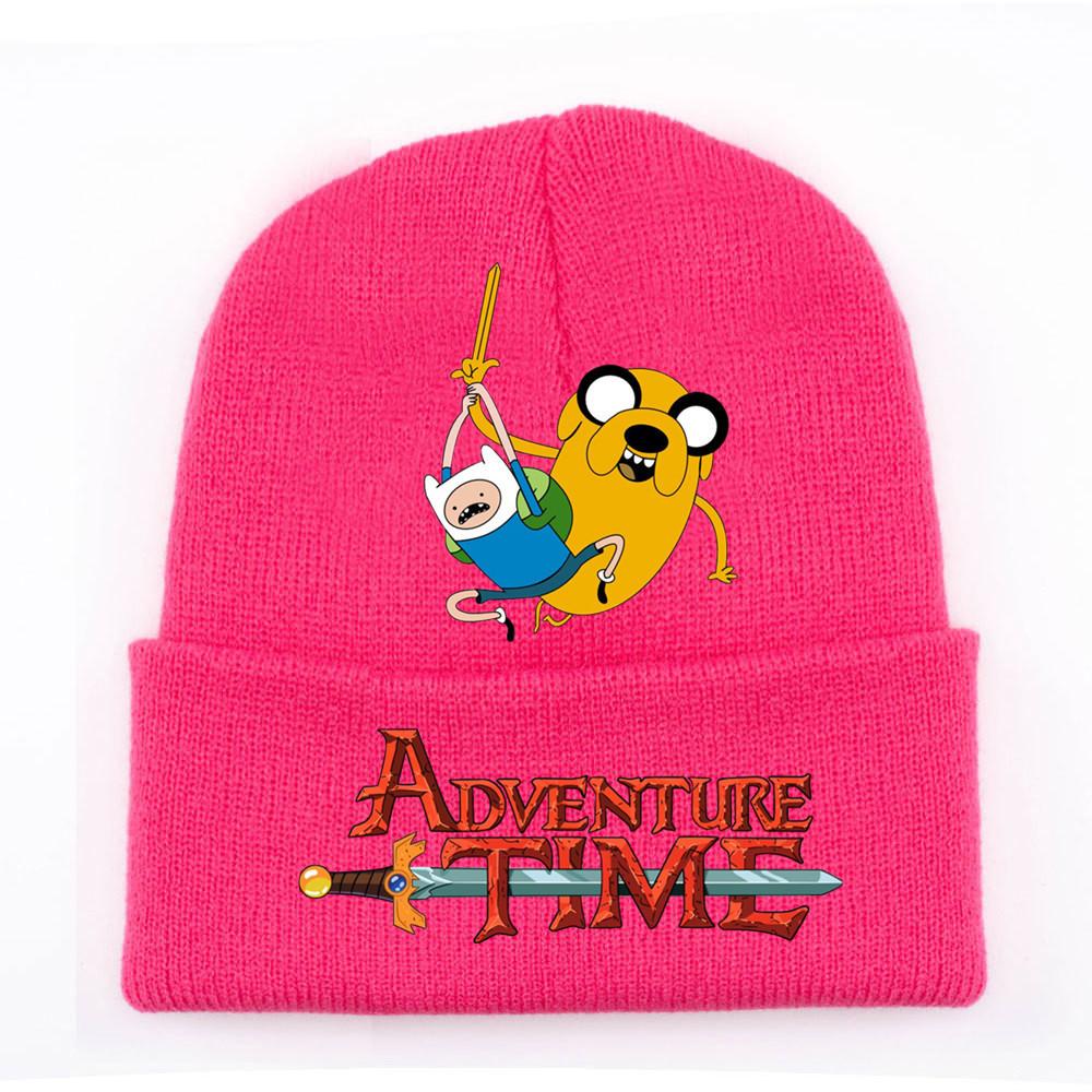 Adventure Time Cartoon Print Acrylic Knit Hat Winter Warm Unisex Beanie For Adults Teens
