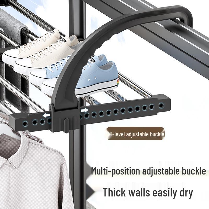 Telescopic Punch-Free Clothes & Shoe Drying Rack for Window Railings and Balcony