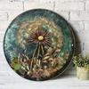 Vintage Round Dandelion Aluminum Metal Wall Art Sign for Living Room Farmhouse Decor