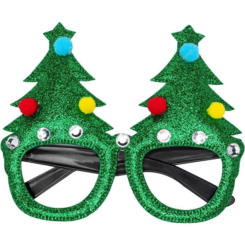 

St. Patrick s Day Christmas Glasses, Glitter Party Glasses Frames St. Patrick s Day Ornaments For Photo Booth Props Christmas tree style 1PC