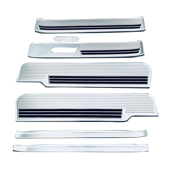 Wellvie Classy Side Step Scuff Plates for Serena Set with Scuff for C27/C28 e-POWER, 7-Piece Anti-Slip Plates, Silver, Dress-Up
