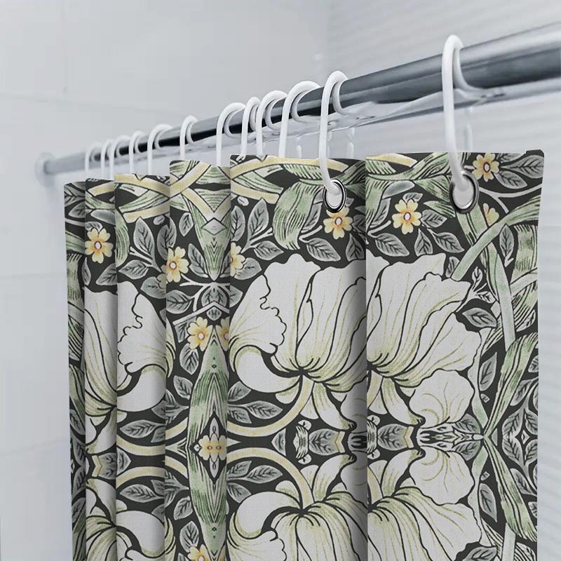 Vintage Floral Printed Shower Curtain Waterproof Fabric Bathroom Decorative Window Drapes Liner For Home Decoration Black White